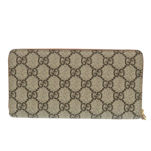 新品同様 グッチ GGマーモント 456117 GGスプリーム レザー ピンク ベージュ ラウンドファスナー 長財布 1092【中古】GUCCI