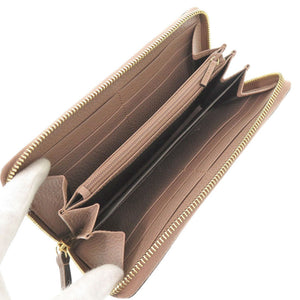 新品同様 グッチ GGマーモント 456117 GGスプリーム レザー ピンク ベージュ ラウンドファスナー 長財布 1092【中古】GUCCI
