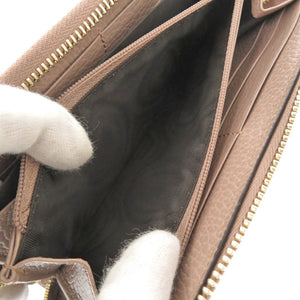 新品同様 グッチ GGマーモント 456117 GGスプリーム レザー ピンク ベージュ ラウンドファスナー 長財布 1092【中古】GUCCI