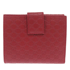 新品同様 グッチ 464916 マイクログッチシマレザー レッド 二つ折り財布 赤 1093【中古】GUCCI
