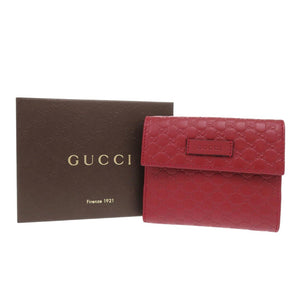 新品同様 グッチ 464916 マイクログッチシマレザー レッド 二つ折り財布 赤 1093【中古】GUCCI