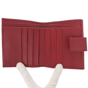 新品同様 グッチ 464916 マイクログッチシマレザー レッド 二つ折り財布 赤 1093【中古】GUCCI