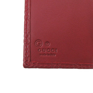 新品同様 グッチ 464916 マイクログッチシマレザー レッド 二つ折り財布 赤 1093【中古】GUCCI