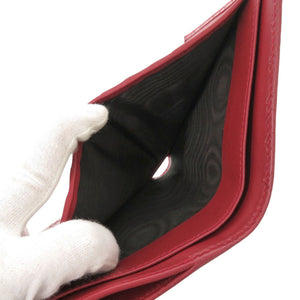 新品同様 グッチ 464916 マイクログッチシマレザー レッド 二つ折り財布 赤 1093【中古】GUCCI