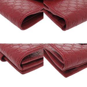 新品同様 グッチ 464916 マイクログッチシマレザー レッド 二つ折り財布 赤 1093【中古】GUCCI