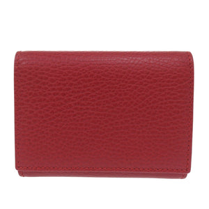 新品同様 グッチ GGマーモント 474746 グレインレザー レッド 三つ折り財布 赤 1094【中古】GUCCI