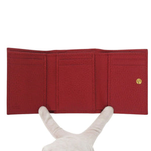 新品同様 グッチ GGマーモント 474746 グレインレザー レッド 三つ折り財布 赤 1094【中古】GUCCI