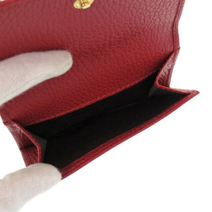 新品同様 グッチ GGマーモント 474746 グレインレザー レッド 三つ折り財布 赤 1094【中古】GUCCI