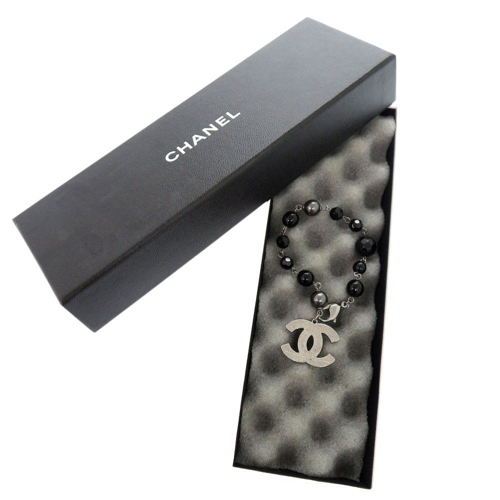 美品 シャネル ココマーク A37291 メタル フェイクパール シルバー ブレスレット 1103【中古】CHANEL