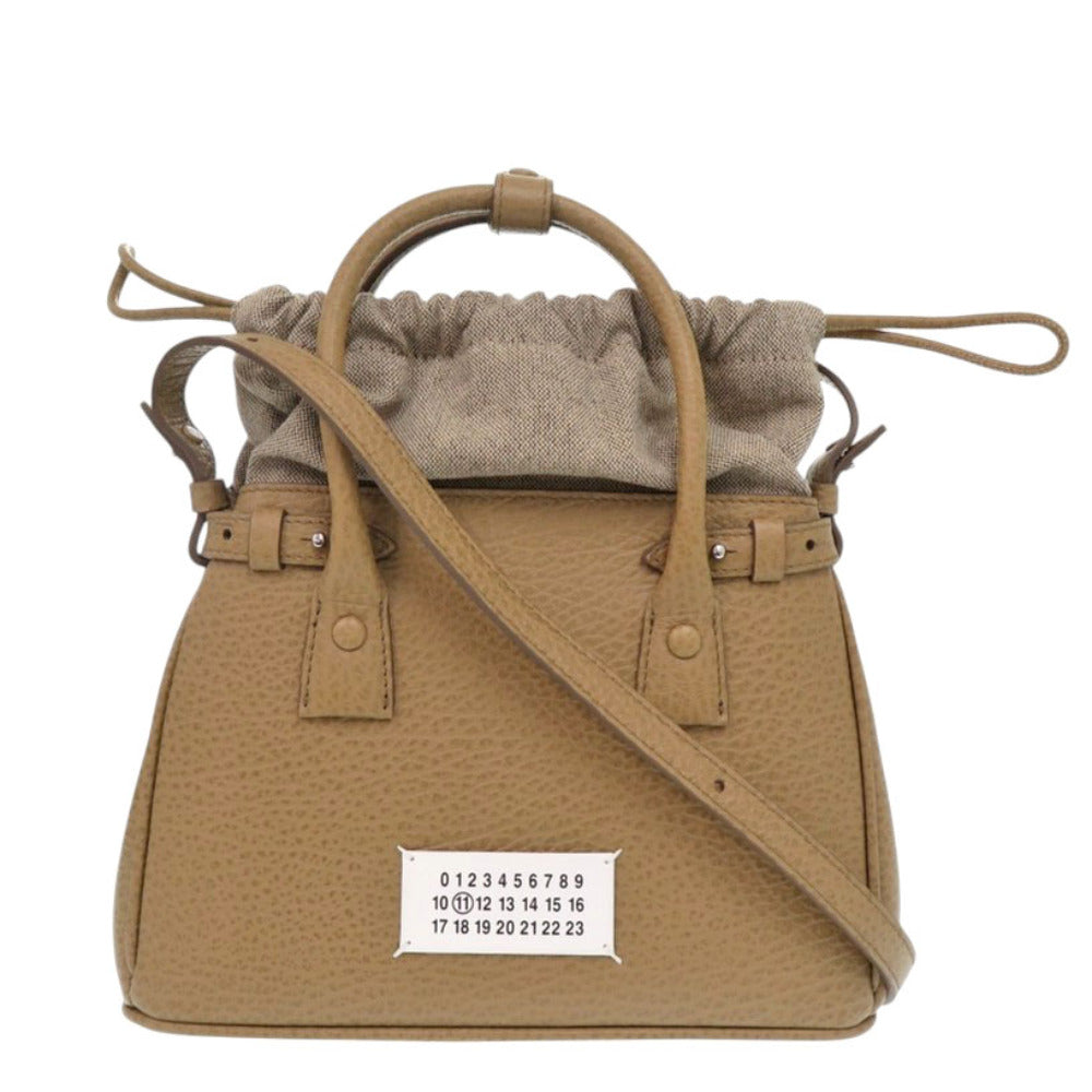 新品同様 メゾン マルジェラ 5AC ドローストリングバッグ SB3WD0005 P4348 T2281 レザー キャメル ハンドバッグ 1132【中古】Maison Margiela