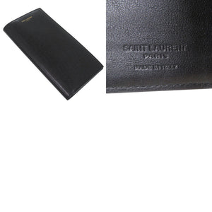 美品 サンローランパリ ロゴ 小銭入れ付き コンチネンタルウォレット 長財布 396308 H3Z2W 1000 レザー ブラック 1180【中古】SAINT LAURENT PARIS