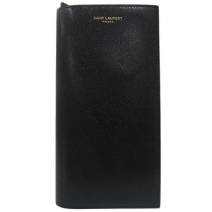 美品 サンローランパリ ロゴ 小銭入れ付き コンチネンタルウォレット 長財布 396308 H3Z2W 1000 レザー ブラック 1180【中古】SAINT LAURENT PARIS