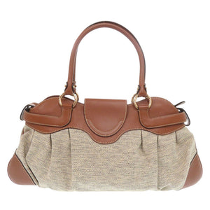 美品 サルヴァトーレフェラガモ マリッサ ガンチーニ キャンバス レザー ベージュ ハンドバッグ 1195【中古】Salvatore Ferragamo