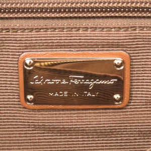 美品 サルヴァトーレフェラガモ マリッサ ガンチーニ キャンバス レザー ベージュ ハンドバッグ 1195【中古】Salvatore Ferragamo