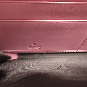 美品 グッチ 410102 レザー ピンク ラウンドファスナー長財布 財布 1196【中古】GUCCI
