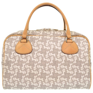 セリーヌ サルキー 馬車柄 PVC レザー グレー ホワイト ハンドバッグ ボストンバッグ 1198【中古】CELINE