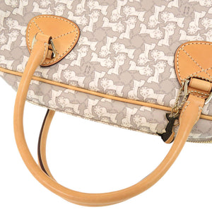 セリーヌ サルキー 馬車柄 PVC レザー グレー ホワイト ハンドバッグ ボストンバッグ 1198【中古】CELINE