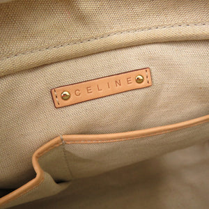 セリーヌ サルキー 馬車柄 PVC レザー グレー ホワイト ハンドバッグ ボストンバッグ 1198【中古】CELINE