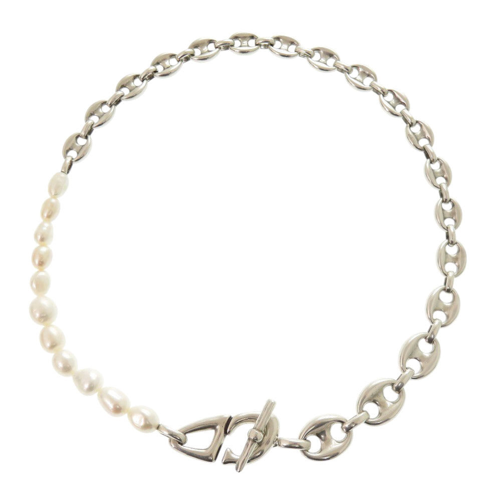 美品 クリスチャンディオール CD30 真鍮 淡水パール シルバー ホワイト ネックレス 1203【中古】Christian Dior