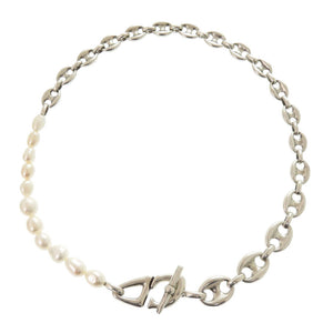 美品 クリスチャンディオール CD30 真鍮 淡水パール シルバー ホワイト ネックレス 1203【中古】Christian Dior