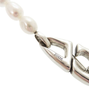美品 クリスチャンディオール CD30 真鍮 淡水パール シルバー ホワイト ネックレス 1203【中古】Christian Dior