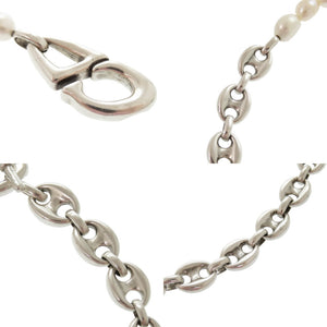 美品 クリスチャンディオール CD30 真鍮 淡水パール シルバー ホワイト ネックレス 1203【中古】Christian Dior