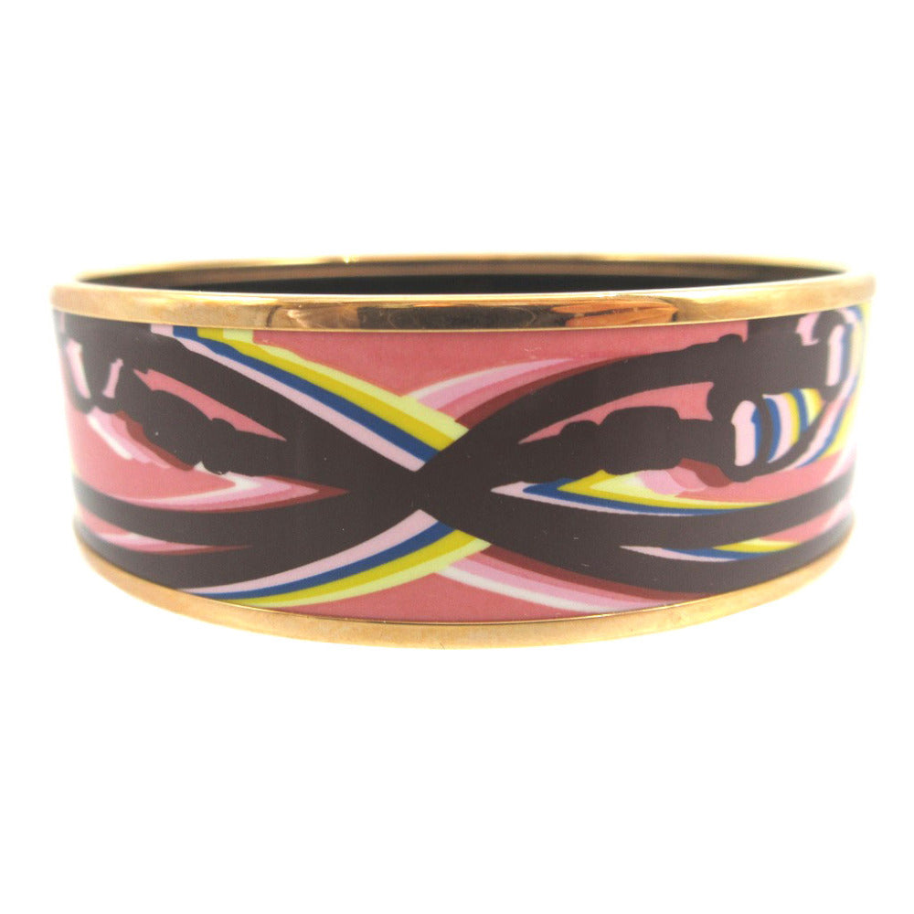 美品 エルメス エマイユGM BRIDES de GALA D刻印(2019年製) メタル ピンク ローズゴールド ブレスレット バングル 1221【中古】HERMES