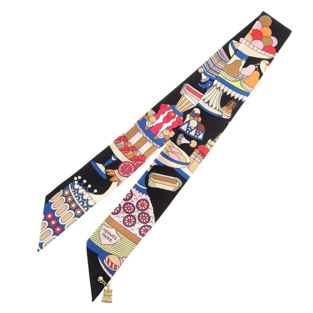 新品同様 エルメス ツイリー チャーム パティスリー フランセーズ 853336S シルク マルチカラー スカーフ 1247【中古】HERMES