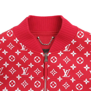 未使用 ルイ ヴィトン × シュプリーム コラボ LV Leather Baseball Jacket モノグラム レッド レザー ボンバー ジャケット サイズ46 17AW 1249 【中古】 LOUIS VUITTON