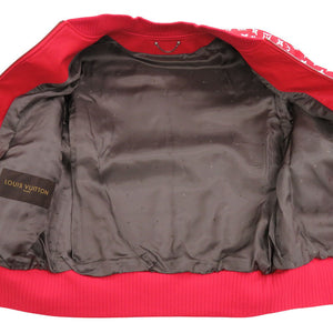 未使用 ルイ ヴィトン × シュプリーム コラボ LV Leather Baseball Jacket モノグラム レッド レザー ボンバー ジャケット サイズ46 17AW 1249 【中古】 LOUIS VUITTON
