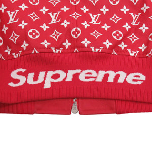 未使用 ルイ ヴィトン × シュプリーム コラボ LV Leather Baseball Jacket モノグラム レッド レザー ボンバー ジャケット サイズ46 17AW 1249 【中古】 LOUIS VUITTON