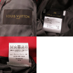 未使用 ルイ ヴィトン × シュプリーム コラボ LV Leather Baseball Jacket モノグラム レッド レザー ボンバー ジャケット サイズ46 17AW 1249 【中古】 LOUIS VUITTON