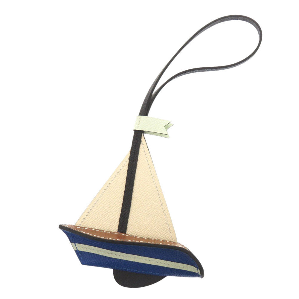 新品同様 エルメス セイル24 ヨット バッグチャーム ヴォーエプソン/バレニア ナタ/ブルーフランス B刻印(2023年製) キーホルダー 1262【中古】HERMES