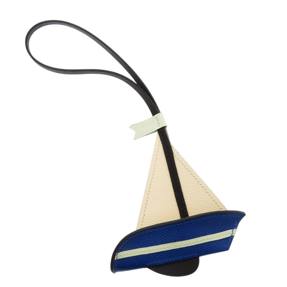 新品同様 エルメス セイル24 ヨット バッグチャーム ヴォーエプソン/バレニア ナタ/ブルーフランス B刻印(2023年製) キーホルダー 1262【中古】HERMES