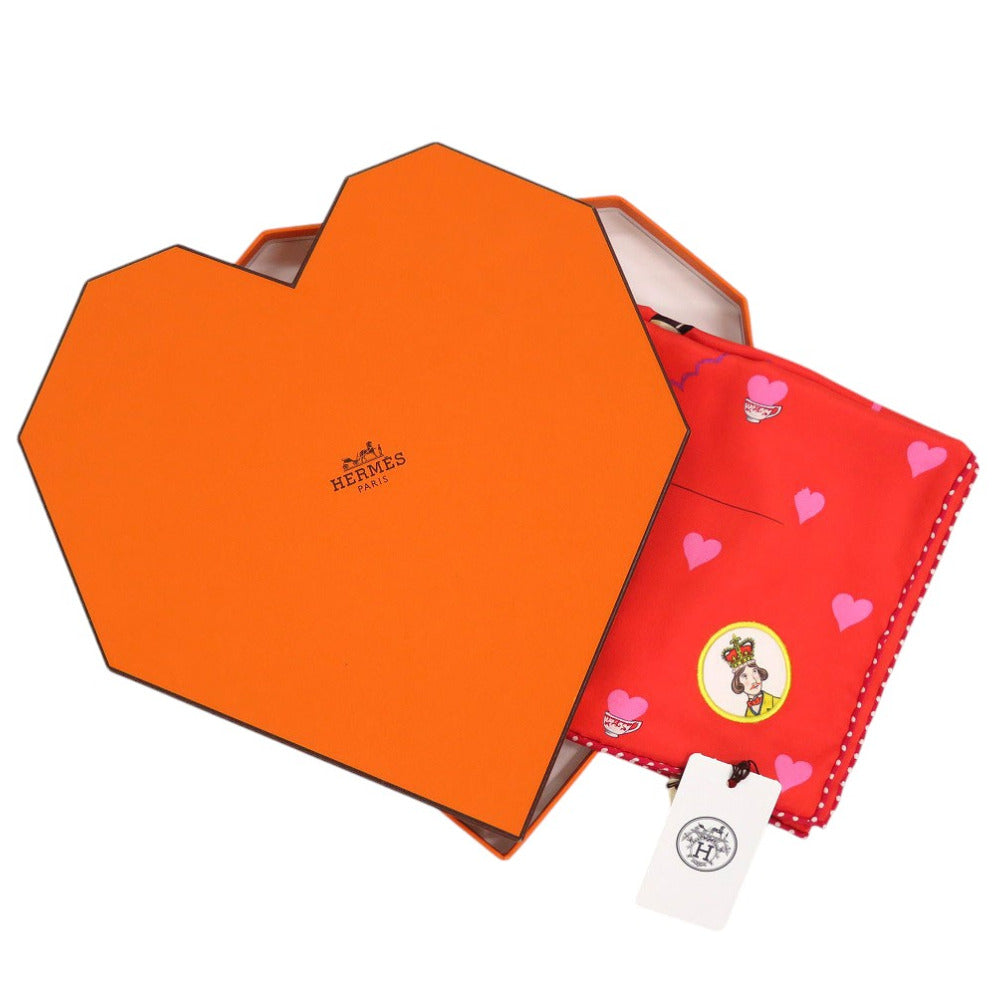 未使用 エルメス カレ70 ティータイム tea time スカーフ ハート シルク ROUGE 1263【中古】HERMES