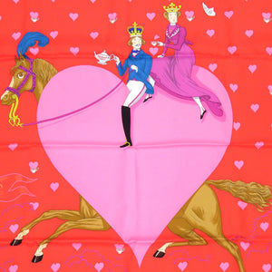 未使用 エルメス カレ70 ティータイム tea time スカーフ ハート シルク ROUGE 1263【中古】HERMES