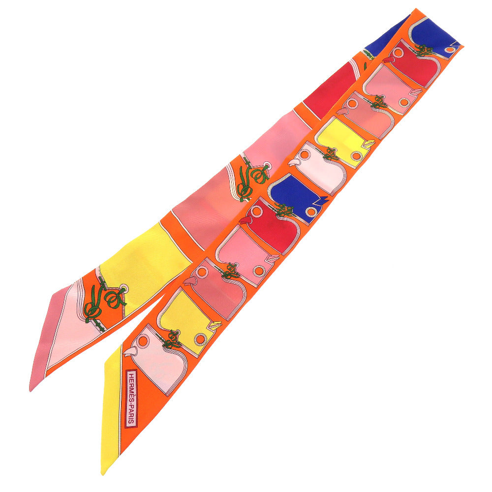 美品 エルメス ツイリー Camails カマイユ シルク オレンジ ブルー スカーフ 1268 【中古】 HERMES