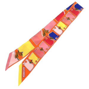 美品 エルメス ツイリー Camails カマイユ シルク オレンジ ブルー スカーフ 1268 【中古】 HERMES