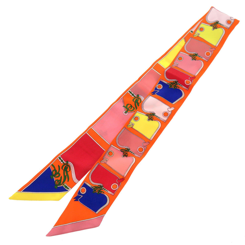 美品 エルメス ツイリー Camails カマイユ シルク オレンジ ブルー スカーフ 1268 【中古】 HERMES