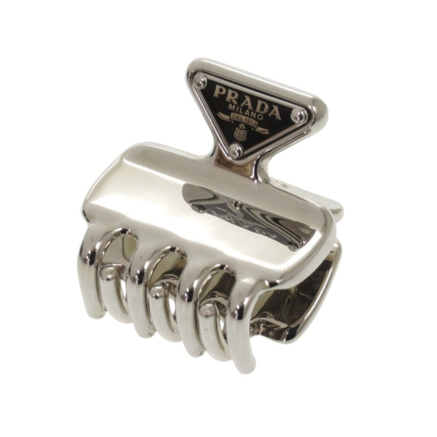 新品同様 プラダ ヘアクリップ トライアングル ロゴ 1IF087 2BA6 メタル シルバー 1290【中古】PRADA