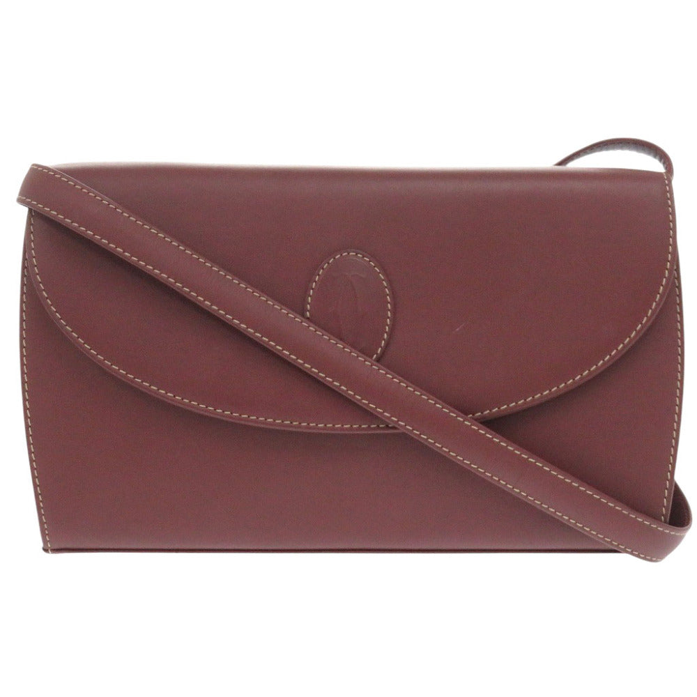 美品 カルティエ マスト ドゥ カルティエ マストライン レザー ボルドー ショルダーバッグ 1302【中古】CARTIER