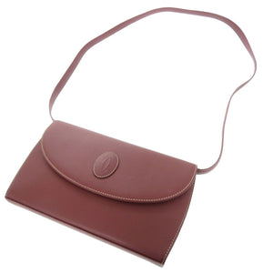 美品 カルティエ マスト ドゥ カルティエ マストライン レザー ボルドー ショルダーバッグ 1302【中古】CARTIER