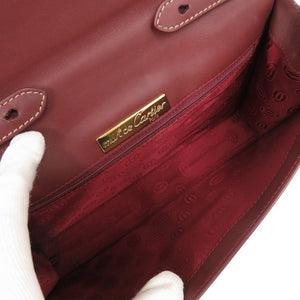 美品 カルティエ マスト ドゥ カルティエ マストライン レザー ボルドー ショルダーバッグ 1302【中古】CARTIER