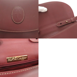 美品 カルティエ マスト ドゥ カルティエ マストライン レザー ボルドー ショルダーバッグ 1302【中古】CARTIER