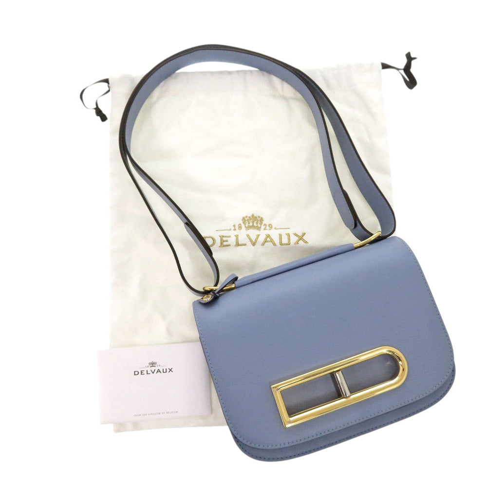 新品同様 デルヴォー ランゴー PM AA0574BKN レザー アズール ショルダーバッグ 青 1312【中古】DELVAUX