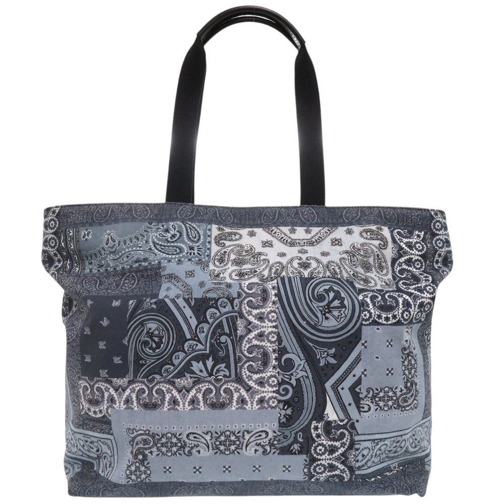 美品 エトロ ペイズリー柄 トートバッグ コットン ブルー シルバー金具 1392【中古】ETRO