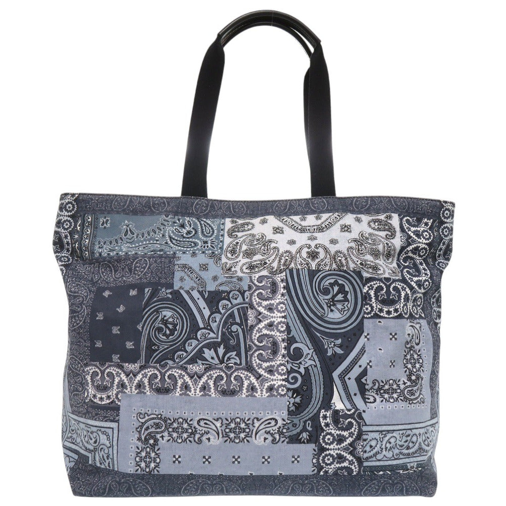 美品 エトロ ペイズリー柄 トートバッグ コットン ブルー シルバー金具 1392【中古】ETRO