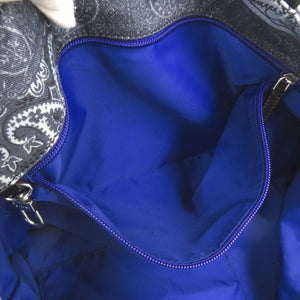 美品 エトロ ペイズリー柄 トートバッグ コットン ブルー シルバー金具 1392【中古】ETRO