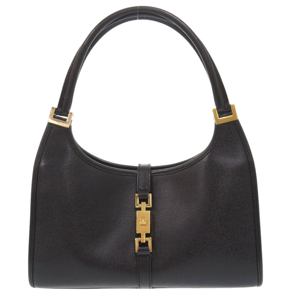美品 グッチ ジャッキー 00210682404 レザー ブラック ハンドバッグ 黒 1413【中古】GUCCI