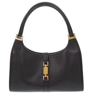 美品 グッチ ジャッキー 00210682404 レザー ブラック ハンドバッグ 黒 1413【中古】GUCCI